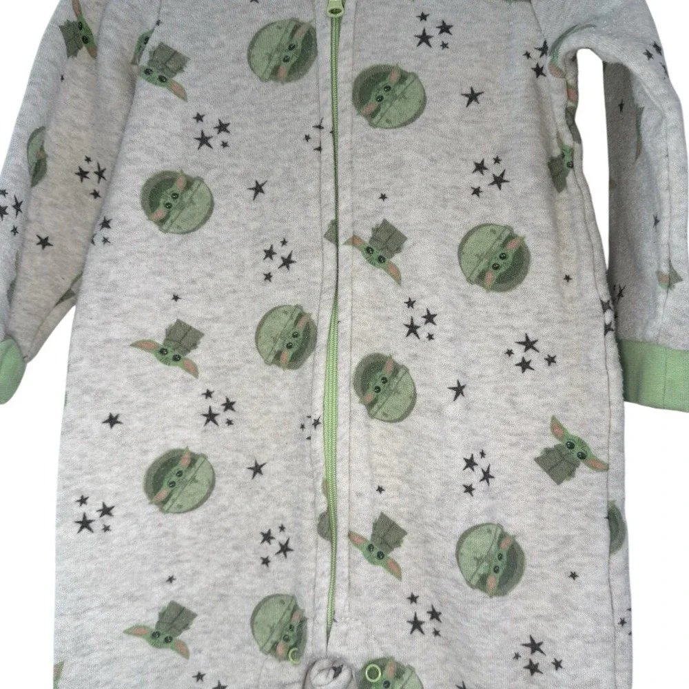 Star Wars Grogu Baby Yoda Toddler One Piece Hooded‎ Pajama Size 24M